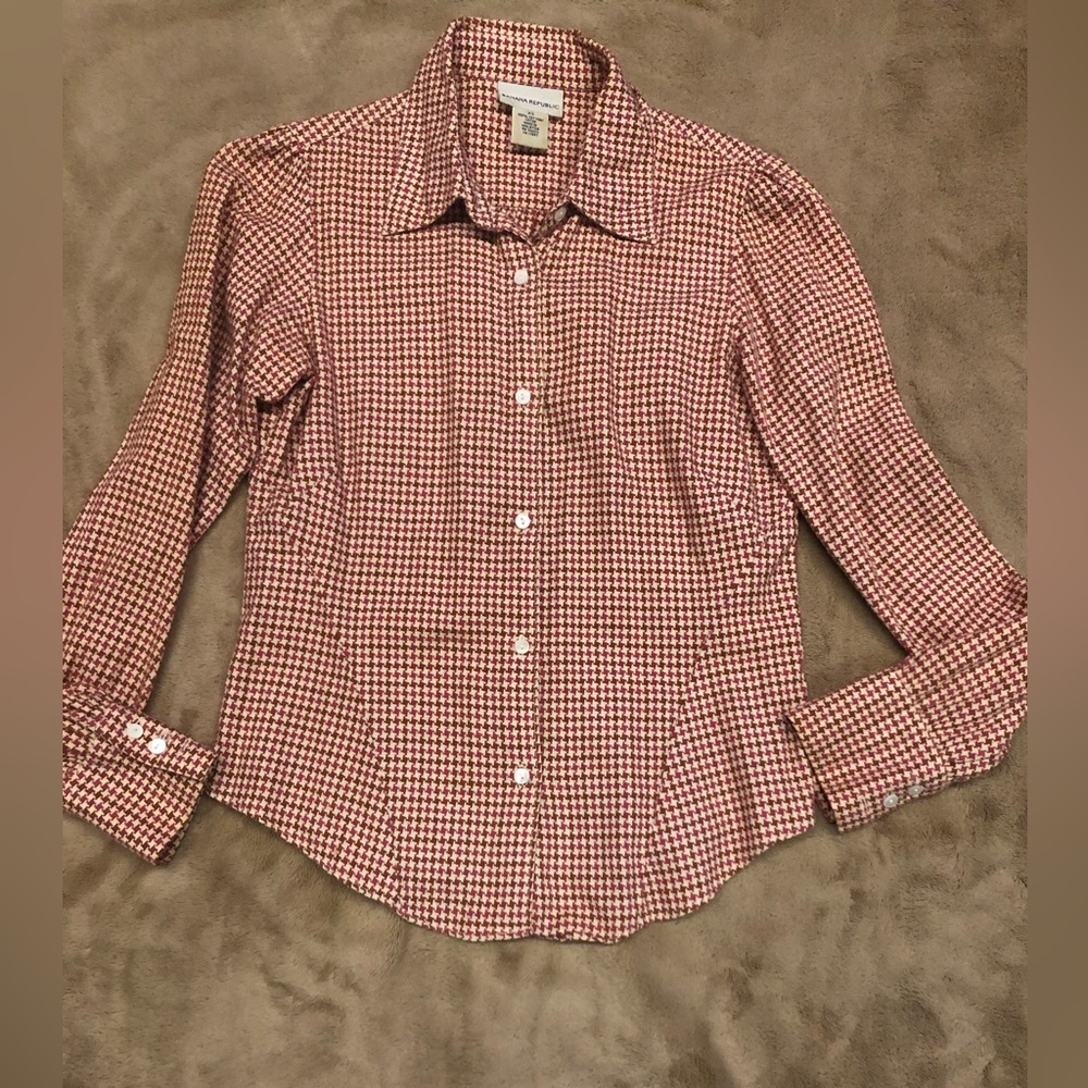 Banana Republic Tailored Fit Button-Up Shirt Women's Size XS Gingham Multicolor
